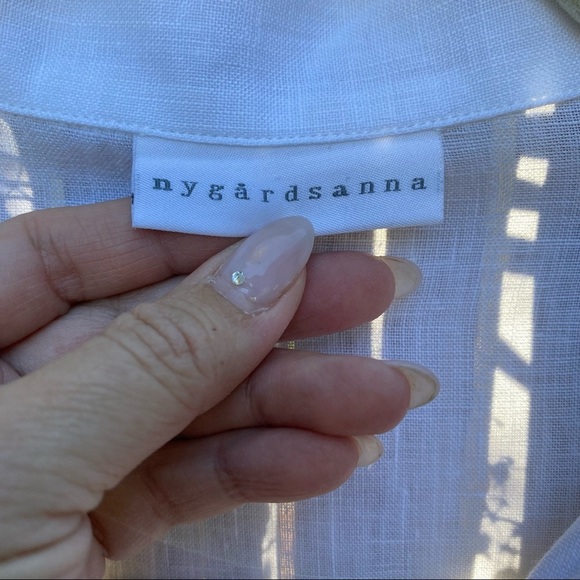 Nygårds Anna crisp white linen half button tunic shirt S - Picture 9 of 10